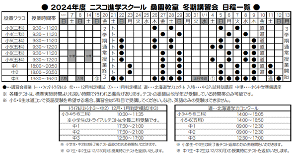 冬期講習会のお知らせ！冬休みは桑園教室の冬期講習へGO